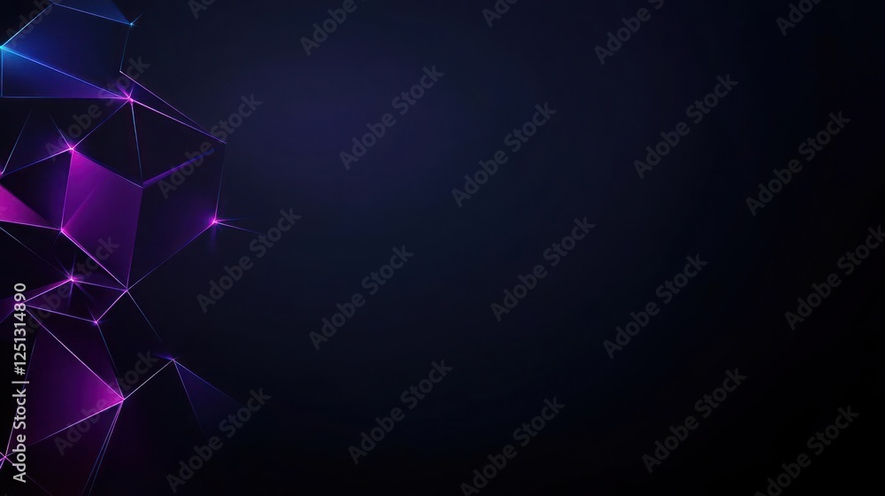 Poster abstract geometric design with polygons and glowing lines