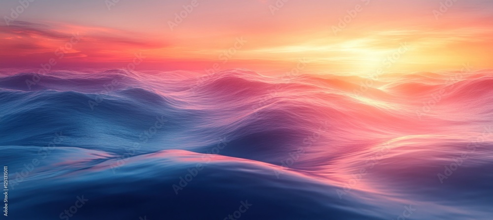 Poster serene abstract landscape with soft pastel colors and smooth gradient transitions in light blue and 