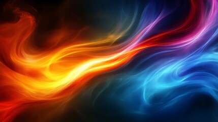 Naklejka premium Abstract fiery and icy waves flowing together