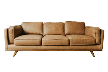 Brown Leather Sofa Isolated without background