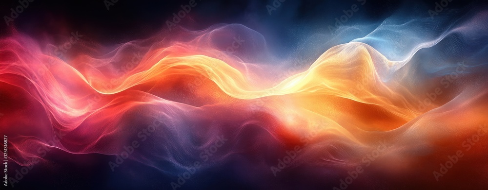 Poster vibrant abstract colorful background with orange blue glow dynamic fluid shapes and textured dark no