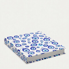 Book with blue eyes isolated on a white background. 3d render