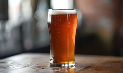 Close-up Macro Shot of a Crisp, Refreshing Craft Beer Beverage in a Glass