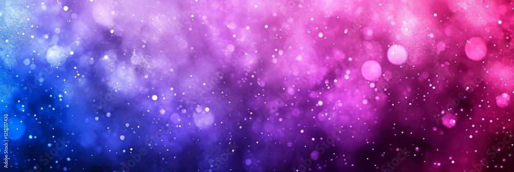 Poster abstract bokeh background,purple and blue gradient with soft focus lights and sparkling particles