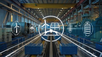 Obraz premium Smart Factory: Sustainable Energy Production and Automation