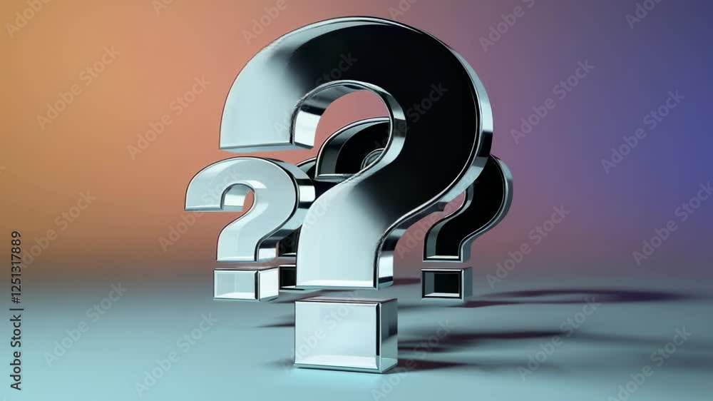 Aufkleber Colorful question marks floating and clustering, visually representing mental exploration, uncertainty, and the complex journey of searching for meaningful answers and understanding
