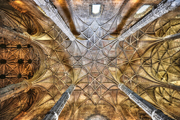 Plafond du Monastère des Hiéronymites (mosteiro dos jerónimos) dans le quartier Belem à...