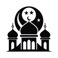 Obraz premium Simple black and white silhouette of a mosque