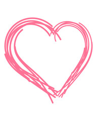Pink Scribble Heart, Simple Hand Drawn Heart,  Doodle Heart, Valentine's Day,  Icon, Grunge, Sketch, Isolated, Vector