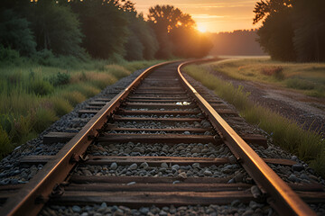 railroad tracks in the morning