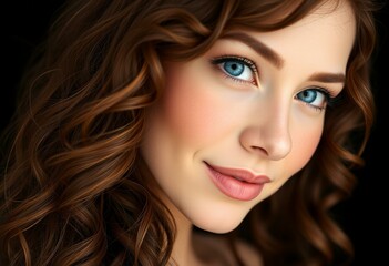 Female portrait on black background