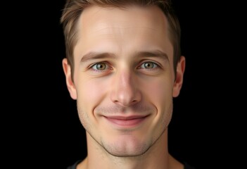 Fototapeta premium Photorealistic male portrait on black background