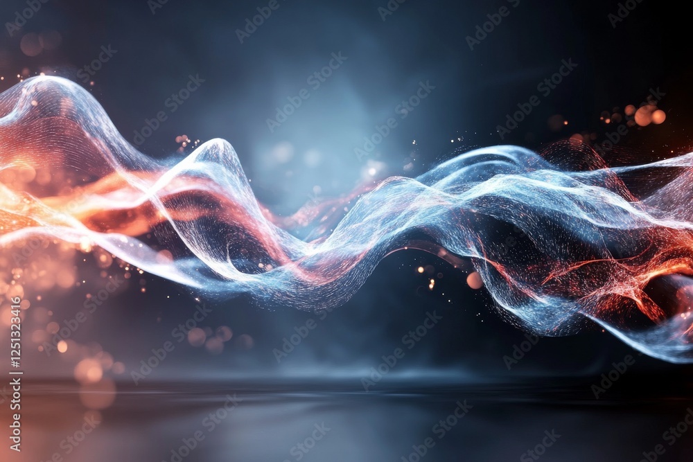 Poster colorful waves of light swirl in dynamic motion creating an abstract visual display in a dark space