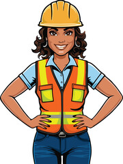 Woman Character construction engineer mascot vector illustration white background