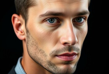 Obraz premium Photorealistic male portrait on black background