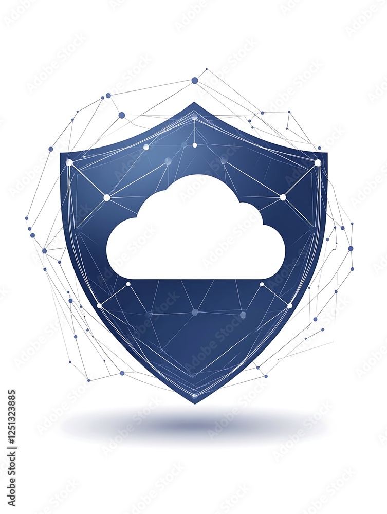 Aufkleber Floating shield icon featuring a cloud-shaped cutout, suitable for graphic design and digital projects.