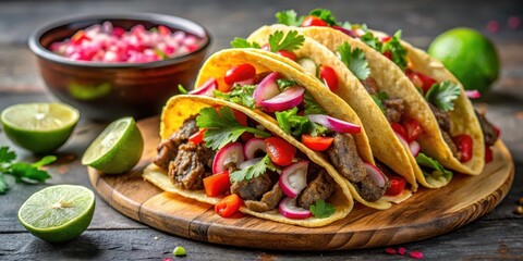 A stack of crispy tacos filled with tender beef strips