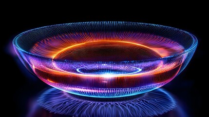 Vibrant and intricate digital patterns within a biometric iris scan displayed on a high tech futuristic interface  The system analyzes the unique iris data for advanced security identification