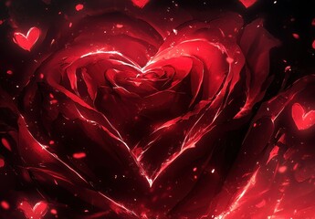 A red rose with a heart shape in the center