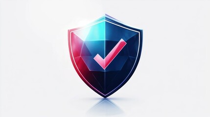 Illustration of shield with a checkmark on white background.Symbolizing protection, security, and verification