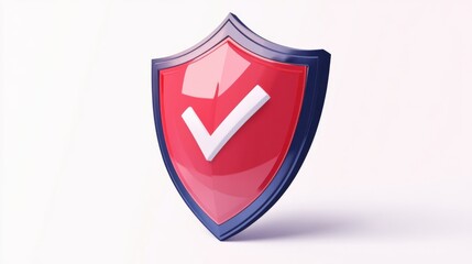 Illustration of shield with a checkmark on white background.Symbolizing protection, security, and verification