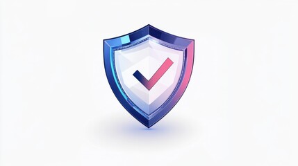 Illustration of shield with a checkmark on white background.Symbolizing protection, security, and verification