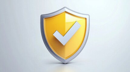 Illustration of shield with a checkmark on white background.Symbolizing protection, security, and verification