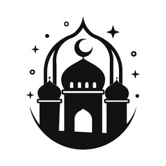Obraz premium Simple black and white silhouette of a mosque