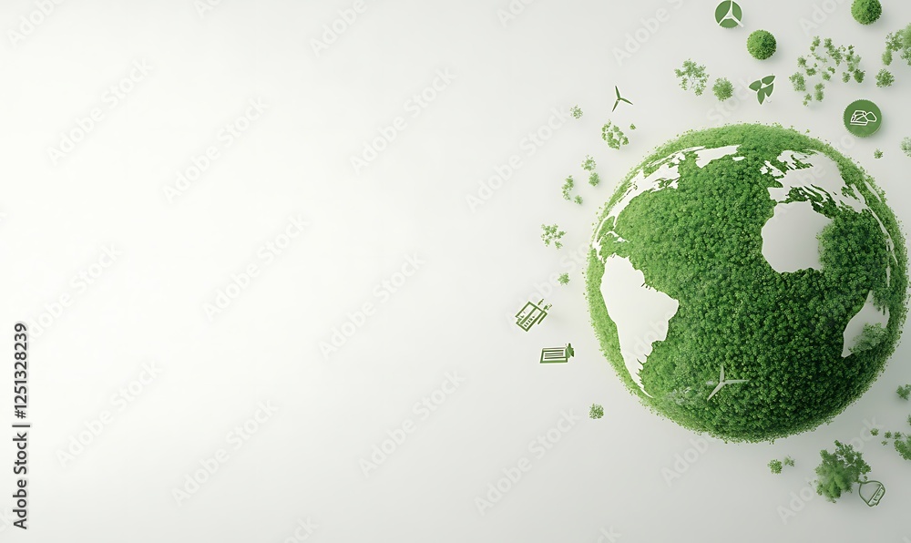 Poster futuristic 3d rendering of earth featuring a glowing green design, perfect for science and technolog