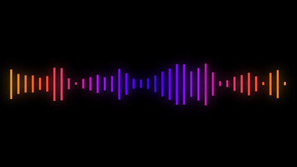 Bright glowing neon gradient sound waves motion. Vibrant disco background, music visualization, and equalizer. Audio waveform, sound waves. VJ disco party, pop music. Soundtrack, voice recording