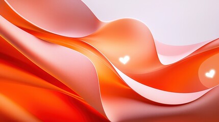Abstract Orange Waves With Embedded Hearts