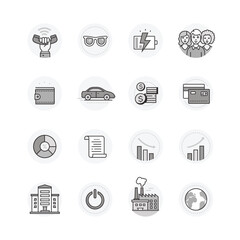Business icon set bundling pack monoline flat icon