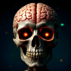 Detailed Profile View of Human Brain Anatomy with Glowing Yellow Accent
