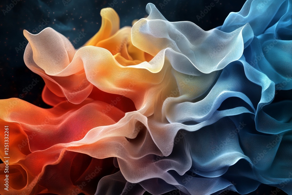 Poster abstract waves of colorful fabric flow gracefully in a dynamic display of movement and texture