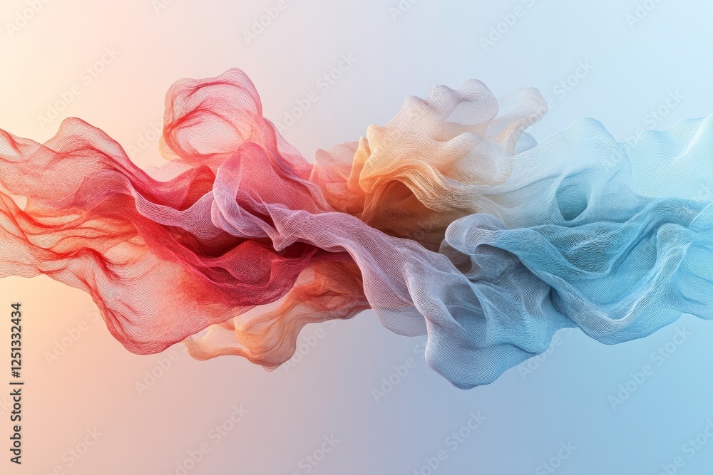 Aufkleber colorful flowing fabric creates an abstract pattern against a soft gradient background