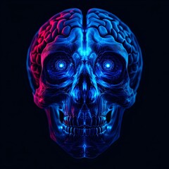 Sleek Digital Art of Human Brain in Profile with Contrast Between Yellow and Black
