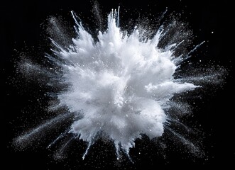 A white cloud of powdery substance is in the air