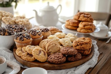 Delightful cinnamon-flavored baked goods a cozy afternoon treat home kitchen food photography warm atmosphere top-down view sweet indulgence