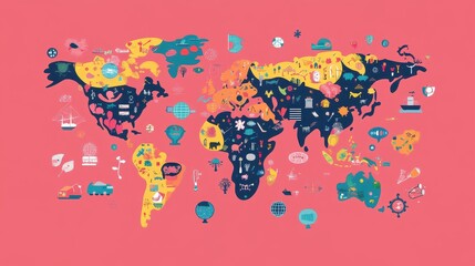 Global disease outbreak map flat design front view epidemiology theme illustration vivid. 