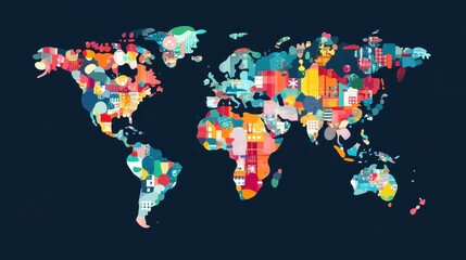 Obraz premium Global disease outbreak map flat design front view epidemiology theme illustration vivid. 