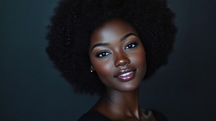 Confident Woman with Mocha Skin and Bold Smirk in Studio Portrait Setting