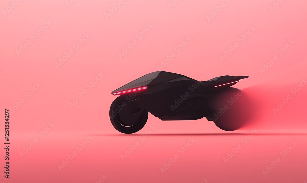 Aufkleber futuristic hoverbike hovering over a landscape, showcasing advanced technology and design.