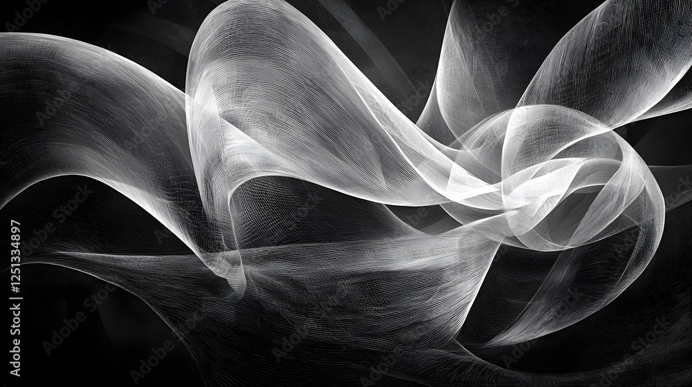 Poster flowing geometric shapes and lines creating a complex dynamic and visually captivating abstract desi
