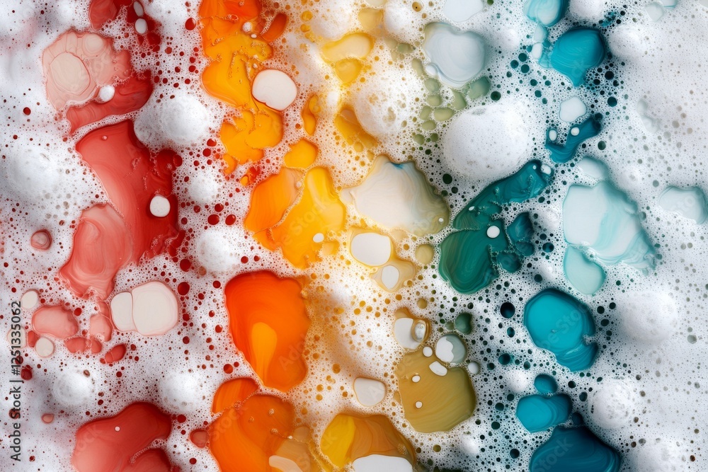 Poster bubbles of vibrant colors create a mesmerizing abstract pattern in a soapy scene full of life and en