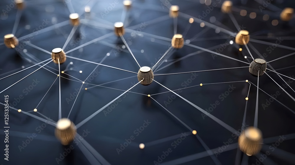 Poster innovative high tech system design featuring an intricate network of interconnected nodes and dynami