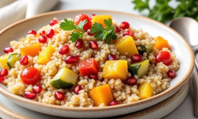 Vibrant couscous salad with fresh vegetables