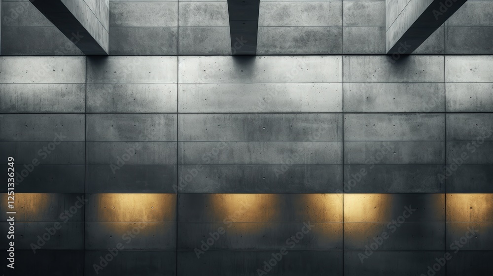 Poster modern cement ceiling panel design in square configuration with subtle lighting for contemporary arc