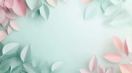 Obraz premium Colorful pastel leaves create a decorative border for creative backgrounds in various design projects