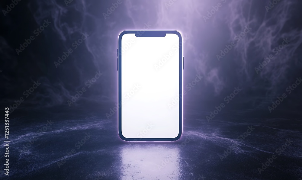 Poster a futuristic smartphone design featuring a blank white screen, ideal for showcasing technology conce