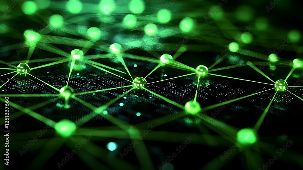 Poster vibrant digital network with luminous connections representing data flow communication and technolog